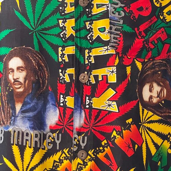 Bob Marley Marijuana Leaf Rasta 4:20 Jamaica Aloha Shirt Size 3XL (runs small) - Picture 2 of 4